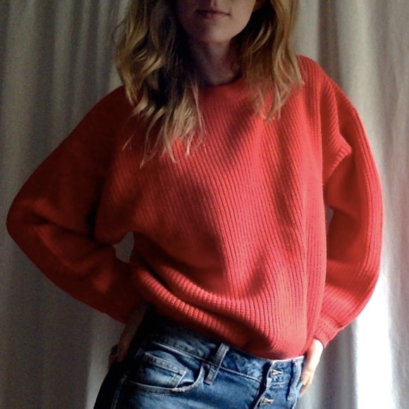 Vintage Sweaters - <VTG> Red Knit Baggy Sweater